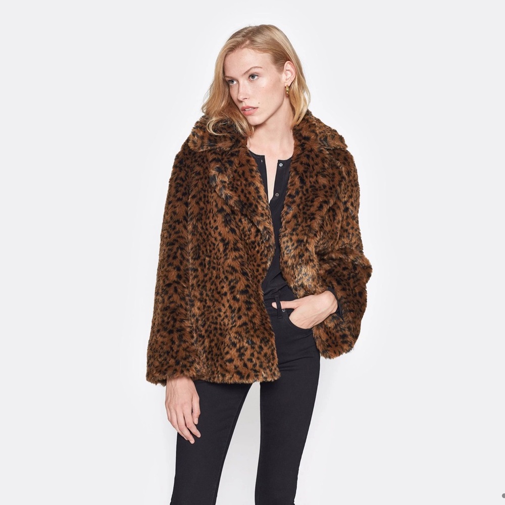 NWT Joie Kisha Leopard Faux Fur Coat - Picture 3 of 6